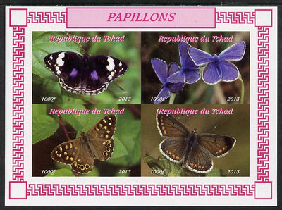 Chad 2013 Butterflies #02 imperf sheetlet containing 4 values unmounted mint. Note this item is privately produced and is offered purely on its thematic appeal