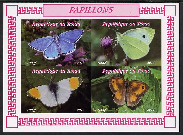 Chad 2013 Butterflies #03 imperf sheetlet containing 4 values unmounted mint. Note this item is privately produced and is offered purely on its thematic appeal
