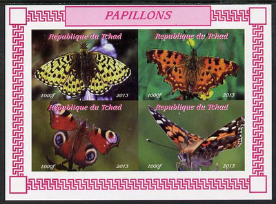Chad 2013 Butterflies #04 imperf sheetlet containing 4 values unmounted mint. Note this item is privately produced and is offered purely on its thematic appeal