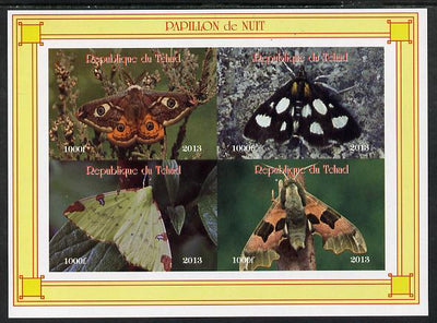 Chad 2013 Moths #2 imperf sheetlet containing 4 values unmounted mint. Note this item is privately produced and is offered purely on its thematic appeal