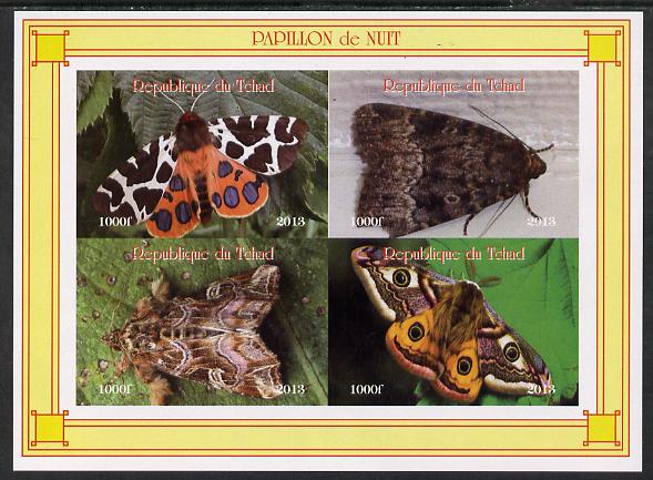 Chad 2013 Moths #3 imperf sheetlet containing 4 values unmounted mint. Note this item is privately produced and is offered purely on its thematic appeal