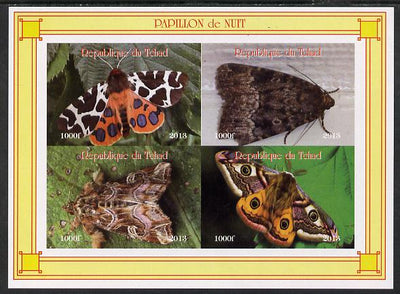 Chad 2013 Moths #3 imperf sheetlet containing 4 values unmounted mint. Note this item is privately produced and is offered purely on its thematic appeal