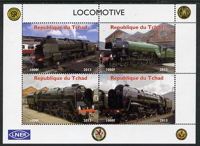 Chad 2013 Locomotives #2 perf sheetlet containing 4 values unmounted mint. Note this item is privately produced and is offered purely on its thematic appeal