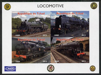 Chad 2013 Locomotives #3 imperf sheetlet containing 4 values unmounted mint. Note this item is privately produced and is offered purely on its thematic appeal