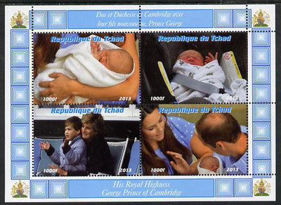 Chad 2013 The Royal Baby #5 perf sheetlet containing 4 values unmounted mint. Note this item is privately produced and is offered purely on its thematic appeal. .