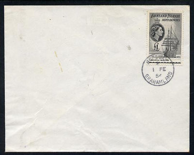 Falkland Islands Dependencies 1954-62 Ships £1 Belgica on plain unaddressed cover with cds cancel