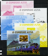 Guinea - Bissau 2013 Blue Train #1 m/sheet - the set of 5 imperf progressive proofs comprising the 4 individual colours plus all 4-colour composite, unmounted mint