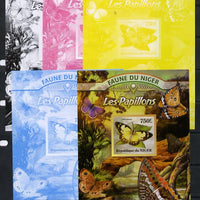 Niger Republic 2013 Butterflies #1 m/sheet - the set of 5 imperf progressive proofs comprising the 4 individual colours plus all 4-colour composite, unmounted mint