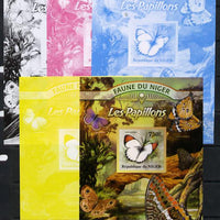 Niger Republic 2013 Butterflies #2 m/sheet - the set of 5 imperf progressive proofs comprising the 4 individual colours plus all 4-colour composite, unmounted mint