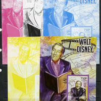 Central African Republic 2013 Walt Disney #2 m/sheet - the set of 5 imperf progressive proofs comprising the 4 individual colours plus all 4-colour composite, unmounted mint