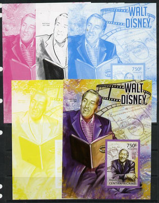 Central African Republic 2013 Walt Disney #2 m/sheet - the set of 5 imperf progressive proofs comprising the 4 individual colours plus all 4-colour composite, unmounted mint