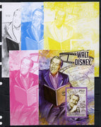 Central African Republic 2013 Walt Disney #3 m/sheet - the set of 5 imperf progressive proofs comprising the 4 individual colours plus all 4-colour composite, unmounted mint