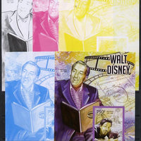 Central African Republic 2013 Walt Disney #4 m/sheet - the set of 5 imperf progressive proofs comprising the 4 individual colours plus all 4-colour composite, unmounted mint