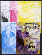 Central African Republic 2013 Walt Disney #4 m/sheet - the set of 5 imperf progressive proofs comprising the 4 individual colours plus all 4-colour composite, unmounted mint