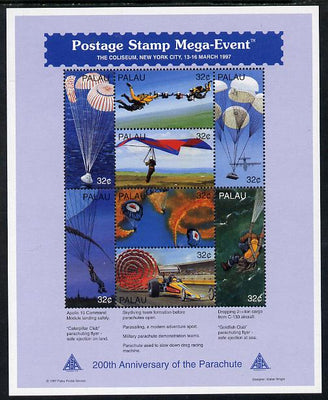 Palau 1994 Bicentenary of the Parachute (a) Postage perf sheetlet containing set of 8 unmounted mint SG 1157-54