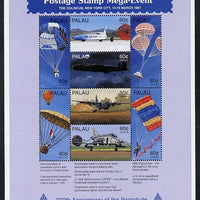 Palau 1994 Bicentenary of the Parachute (b) Air perf sheetlet containing set of 8 unmounted mint SG 1156-63