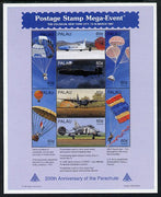 Palau 1994 Bicentenary of the Parachute (b) Air perf sheetlet containing set of 8 unmounted mint SG 1156-63