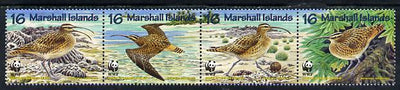 Marshall Islands 1997 WWF - Bristle-Thighed Curlew perf strip of 4 unmounted mint SG 826-29