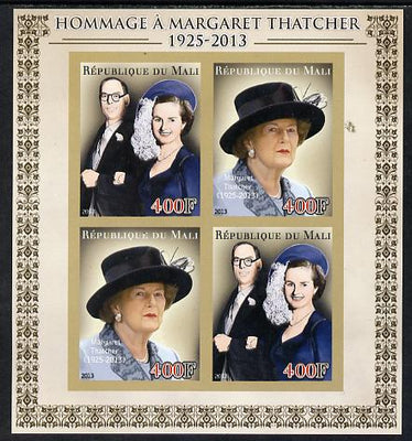Mali 2013 Tribute to Margaret Thatcher imperf sheetlet containing 4 values unmounted mint