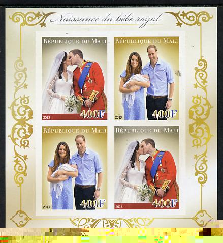Mali 2013 Birth of Royal Baby (George) imperf sheetlet containing 4 values unmounted mint