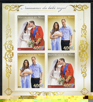 Mali 2013 Birth of Royal Baby (George) imperf sheetlet containing 4 values unmounted mint