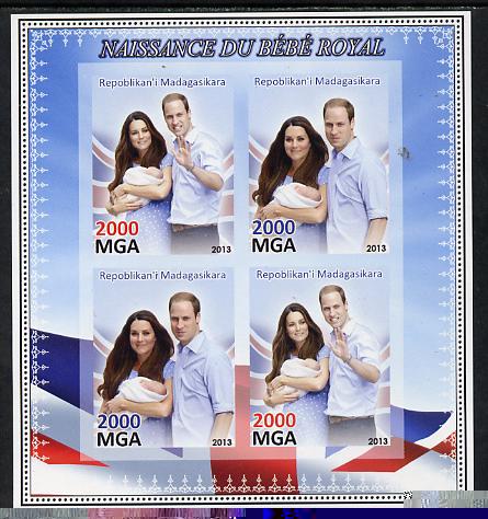 Madagascar 2013 Birth of Royal Baby (George) imperf sheetlet containing 4 values unmounted mint