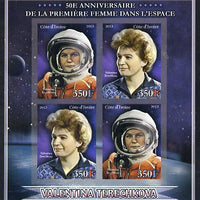 Ivory Coast 2013 50th Anniversary of First Woman in Space imperf sheetlet containing 4 values unmounted mint