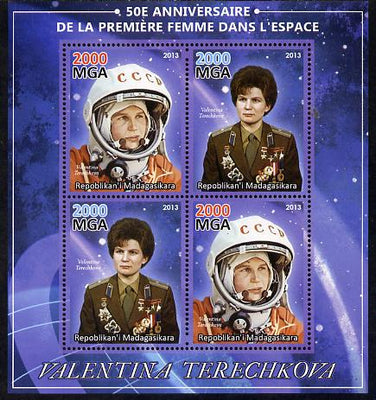 Madagascar 2013 50th Anniversary of First Woman in Space perf sheetlet containing 4 values unmounted mint