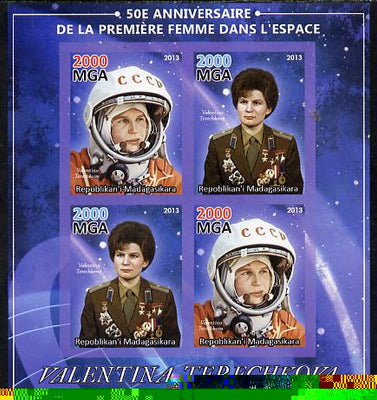 Madagascar 2013 50th Anniversary of First Woman in Space imperf sheetlet containing 4 values unmounted mint