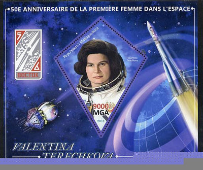 Madagascar 2013 50th Anniversary of First Woman in Space perf s/sheet containing Diamond Shaped value unmounted mint