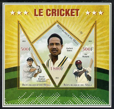Mali 2013 Cricket perf sheetlet containing 2 triangular & one diamond shaped values unmounted mint