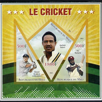 Mali 2013 Cricket imperf sheetlet containing 2 triangular & one diamond shaped values unmounted mint