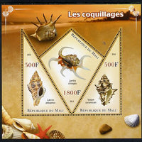 Mali 2013 Shells perf sheetlet containing 2 triangular & one diamond shaped values unmounted mint