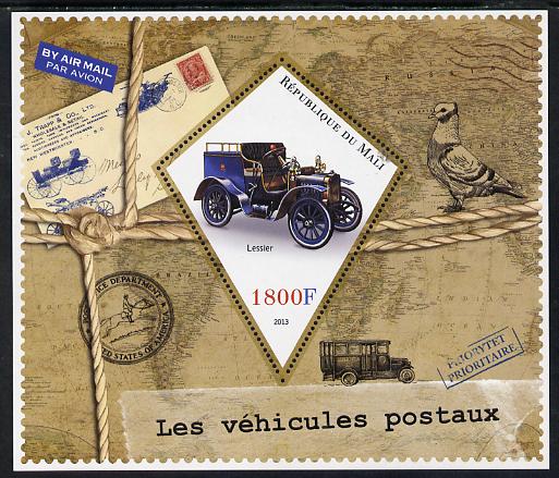 Mali 2013 Postal Vehicles perf s/sheet containing one diamond shaped value unmounted mint