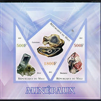 Mali 2013 Minerals #1 imperf sheetlet containing 2 triangular & one diamond shaped values unmounted mint