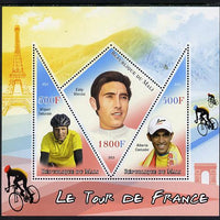 Mali 2013 Le Tour de France perf sheetlet containing 2 triangular & one diamond shaped values unmounted mint