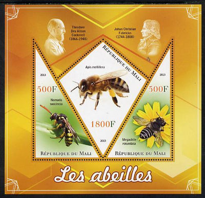 Mali 2013 Bees perf sheetlet containing 2 triangular & one diamond shaped values unmounted mint