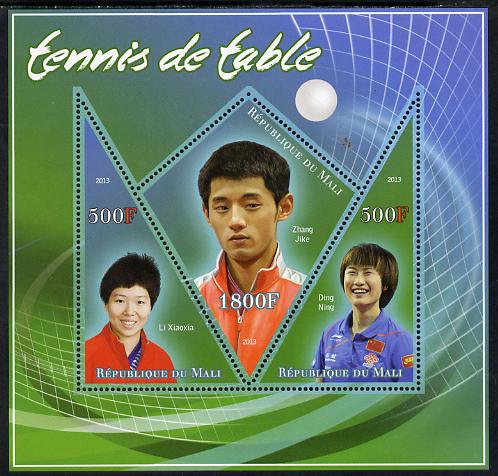 Mali 2013 Table Tennis perf sheetlet containing 2 triangular & one diamond shaped values unmounted mint