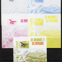 Niger Republic 2013 Orchids & Butterflies #2 m/sheet - the set of 5 imperf progressive proofs comprising the 4 individual colours plus all 4-colour composite, unmounted mint