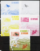 Niger Republic 2013 Orchids & Butterflies #4 m/sheet - the set of 5 imperf progressive proofs comprising the 4 individual colours plus all 4-colour composite, unmounted mint