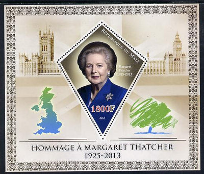 Mali 2013 Tribute to Margaret Thatcher perf s/sheet containing Diamond Shaped value unmounted mint