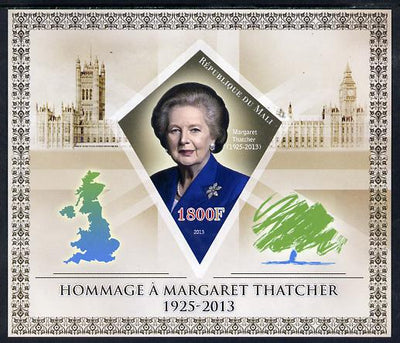 Mali 2013 Tribute to Margaret Thatcher imperf s/sheet containing Diamond Shaped value unmounted mint