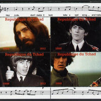 Chad 2013 The Beatles - George Harrison perf sheetlet containing 4 vals unmounted mint. Note this item is privately produced and is offered purely on its thematic appeal.