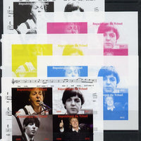 Chad 2013 The Beatles - Paul McCartney sheetlet containing 4 vals - the set of 5 imperf progressive colour proofs comprising the 4 basic colours plus all 4-colour composite unmounted mint.