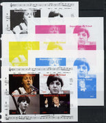 Chad 2013 The Beatles - Paul McCartney sheetlet containing 4 vals - the set of 5 imperf progressive colour proofs comprising the 4 basic colours plus all 4-colour composite unmounted mint.