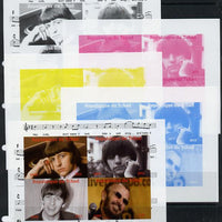 Chad 2013 The Beatles - Ringo Starr sheetlet containing 4 vals - the set of 5 imperf progressive colour proofs comprising the 4 basic colours plus all 4-colour composite unmounted mint.