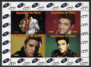 Chad 2013 Elvis Presley #2 perf sheetlet containing 4 vals unmounted mint. Note this item is privately produced and is offered purely on its thematic appeal.