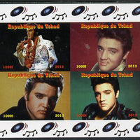 Chad 2013 Elvis Presley #2 imperf sheetlet containing 4 vals unmounted mint. Note this item is privately produced and is offered purely on its thematic appeal.