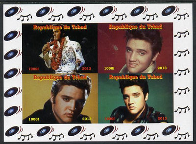 Chad 2013 Elvis Presley #2 imperf sheetlet containing 4 vals unmounted mint. Note this item is privately produced and is offered purely on its thematic appeal.