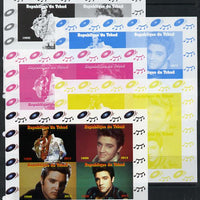 Chad 2013 Elvis Presley #2 sheetlet containing 4 vals - the set of 5 imperf progressive colour proofs comprising the 4 basic colours plus all 4-colour composite unmounted mint.